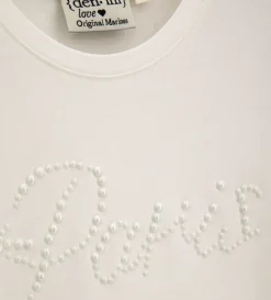 T-shirt bianca con perle