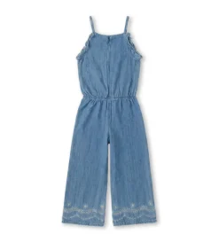 Tuta intera in denim leggero misto lino